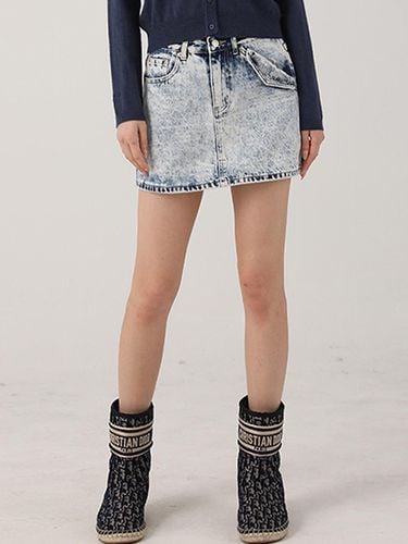 Cotton A-line Denim Mini Skirt [BLUE] - AVANDRESS - Modalova