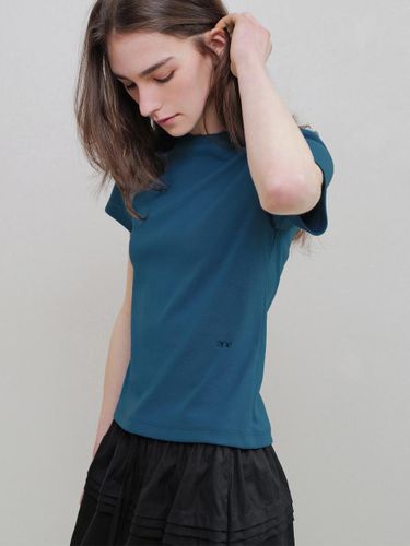 Fitted Cotton Polyester Half T-Shirt [Blue] - ANDNEEDS - Modalova