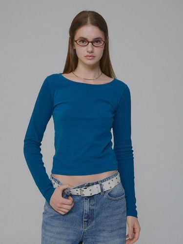 Pocket Ribbed Long Sleeve T-Shirt [Blue] - MILLIONCOR - Modalova