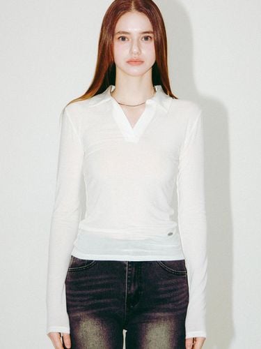 Basic Collar Long Sleeve T-shirt [Ivory] - MILLIONCOR - Modalova