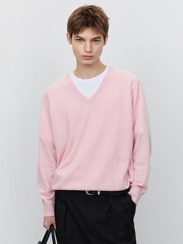 Unisex Merino Wool Cashmere V-Neck Sweater [Soft Pink] (UDSW5A108P1) - Dunst for MEN - Modalova