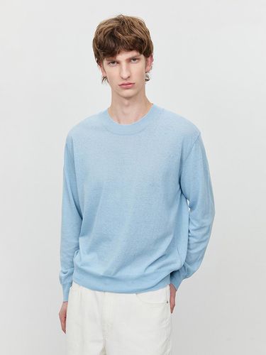 Unisex Sheer Cotton-Blend Crewneck Sweater [Blue] (UDSW5A106B2) - Dunst for MEN - Modalova