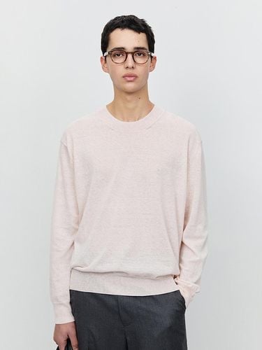 Unisex Sheer Cotton-Blend Crewneck Sweater [Soft Pink] (UDSW5A106P1) - Dunst for MEN - Modalova