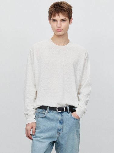 Unisex Sheer Cotton-Blend Crewneck Sweater [Ivory] (UDSW5A106IV) - Dunst for MEN - Modalova