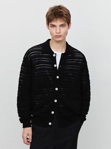 Unisex Open Collared Cotton Cardigan [Black] (UDSW5A105BK) - Dunst for MEN - Modalova