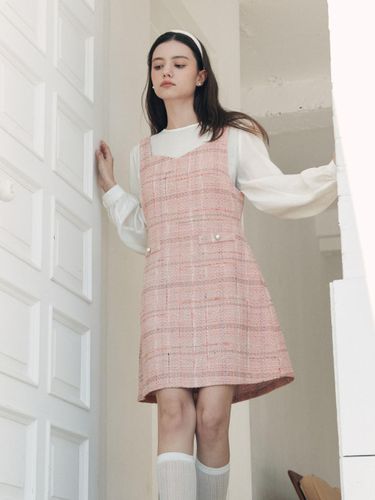 Heart Neck A-line Mini Dress [Pink] - ZEROSTREET - Modalova