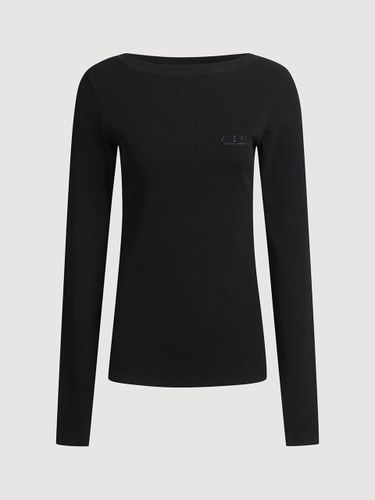 Boat Neck Ribbed Slim Fit Long Sleeve T-shirt [] (LFTAM25840BKX) - LUCKY CHOUETTE - Modalova