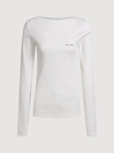 Boat Neck Ribbed Slim Fit Long Sleeve T-shirt [Ivory] (LFTAM25840IVX) - LUCKY CHOUETTE - Modalova