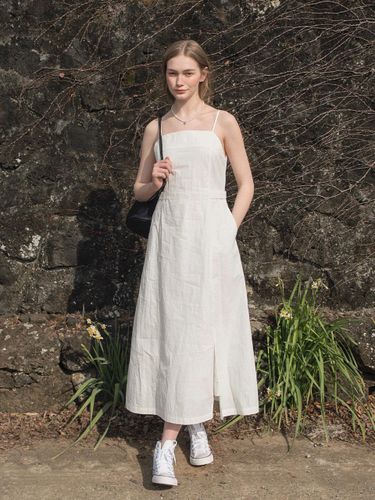 Layered Sleeveless Cotton-Nylon Maxi Dress [Beige] - LENINA - Modalova