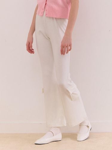 Banding Pocket Boot-Cut Wide Pants [Beige] - camino - Modalova