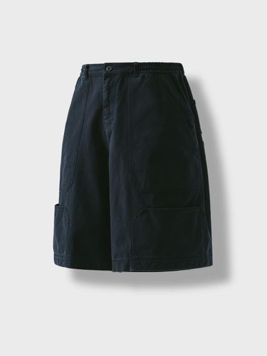 Spread Double Knee Oxford Cotton Shorts [Black] - ANGLAN - Modalova