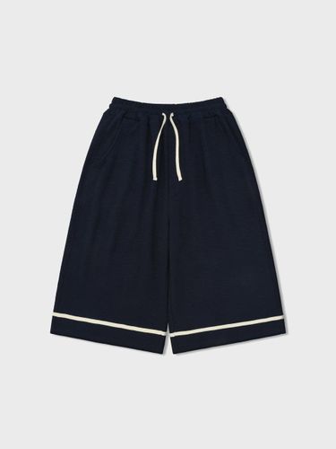 Wide Fit Heavyweight Cotton Baseball Shorts [Navy] - ANGLAN - Modalova