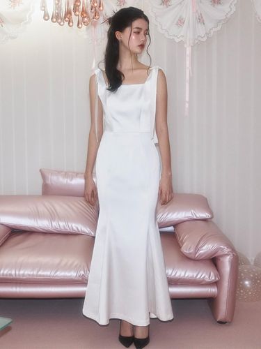 Ribbon Mermaid Long Formal Dress [Cream] - Rosefrantz - Modalova