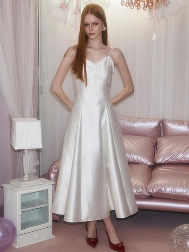 Long Floor-Length Elegant Dress [Cream] - Rosefrantz - Modalova