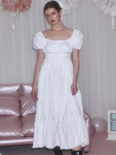 Puff Shirring Lace Long Maxi Dress [Ivory] - Rosefrantz - Modalova