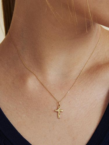 K Gold Textured True Cross Necklace - MARQUEMENT - Modalova