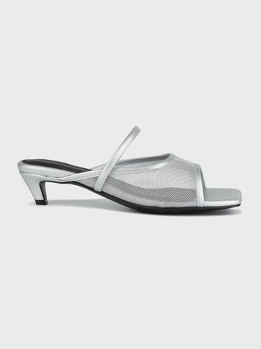 Mesh Kitten Heel Summer Mules [Silver] - AFTERHOURS - Modalova