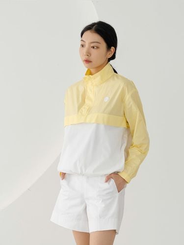 Color Block Half-zip Water-resistant Anorak Jumper [Yellow/White] - nitina - Modalova