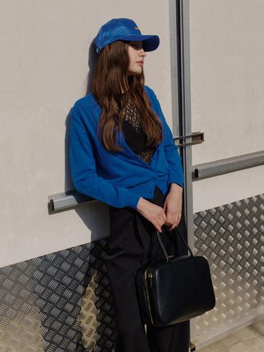 R-neck Button Closure Signature Fitted Cardigan [Blue] - JbyRaRa - Modalova