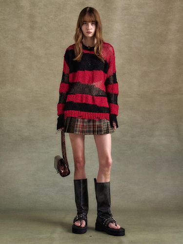 Stripe Crew-Neck Sweater [Black/Red] (atb1284m) - ADSB ANDERSSON BELL for WOMEN - Modalova