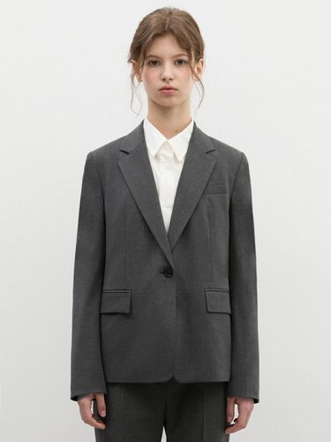 Minimal Single Button Slim Fit Jacket [Dark Grey] (AWSJKP11010) - SISTINA - Modalova