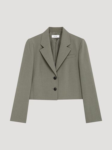 Single-breasted Cropped Slim Fit Blazer [Light Khaki] (AWSJKP11030) - SISTINA - Modalova