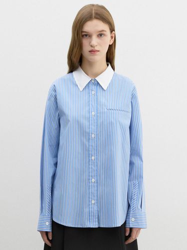 Color Block Stripe Cotton Blend Slim Fit Blouse (AWWSTP11080) - SISTINA - Modalova