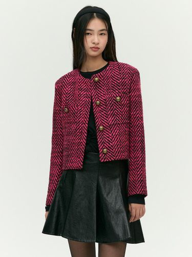 Herringbone Tweed Single Italian Slim Fit Jacket [Pink] (EMP1WJK020) - E.B.M (Edition by Michaa) - Modalova