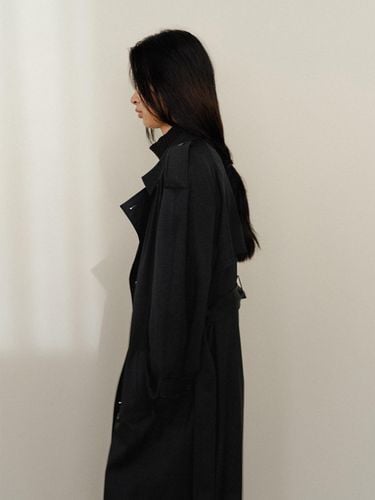 Agnes Gabardine Trench Coat [Black] - KINDERSALMON - Modalova