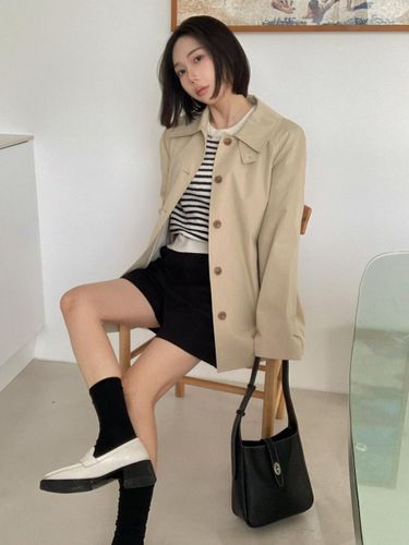 Single Half Trench Coat [Beige] - OSTKAKA - Modalova