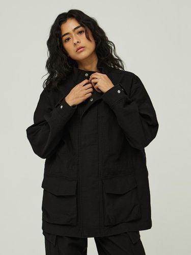 Safari Satin Cotton Overfit Field Jacket (5311) [Black] - MAGOODGAN - Modalova