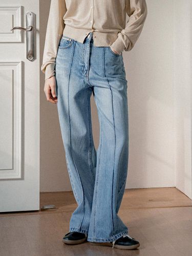 Pin-tuck Wide Denim Pants (P3235) - vanone atelier - Modalova