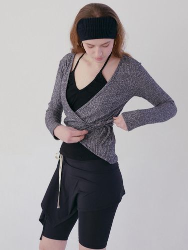 INNER SLEEVELESS WRAP MELANGE CARDIGAN [CHARCOAL] - SOFT SEOUL - Modalova