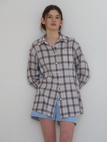 PEPLUM CHECK SHIRT [BEIGE] - UNNOUT - Modalova