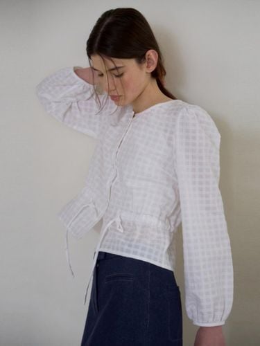 PICOT RACE CHECK BLOUSE [WHITE] - UNNOUT - Modalova