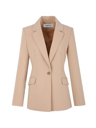 Single-breasted Slim-fit Blazer [LT-BEIGE] - QUEEN STYLE - Modalova