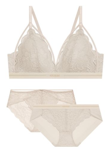 Bra + 2 Panties] String Lace Bralette Panty Set [Beige] - GUESS UNDERWEAR - Modalova