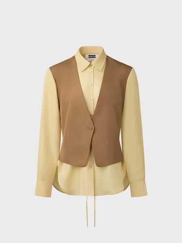 Vest Layered Shirt [Beige/Camel] - EENK - Modalova