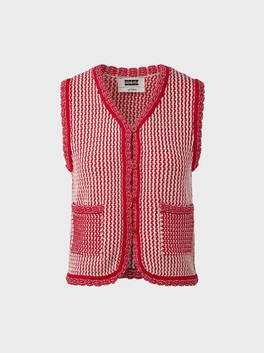 V-neck Knit Vest [RED] - EENK - Modalova