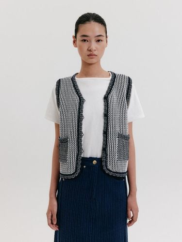 V-neck Knit Vest [Navy] - EENK - Modalova