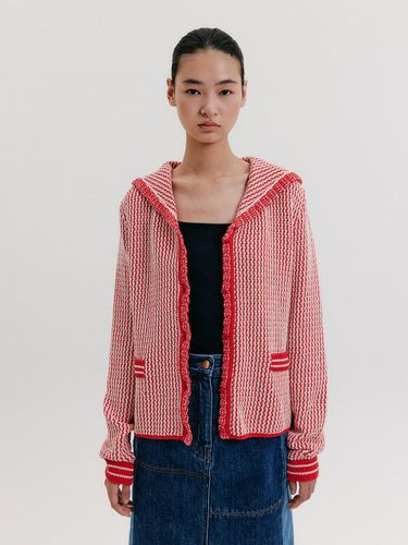 Sailor Collar Knit Cardigan [RED] - EENK - Modalova