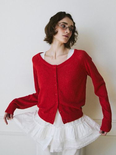 Summer Boucle Cardigan [Red] - GREENBUTTER - Modalova