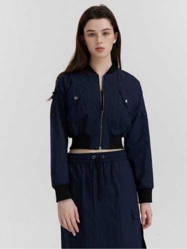 Zip-up High-waist Bomber Jacket [Navy] - STACY ON - Modalova