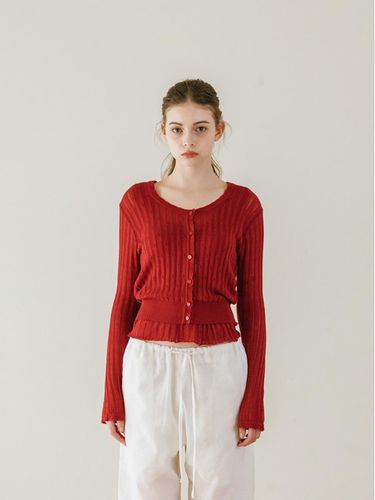 Punching lace knit cardigan [red] - TINKNIT - Modalova