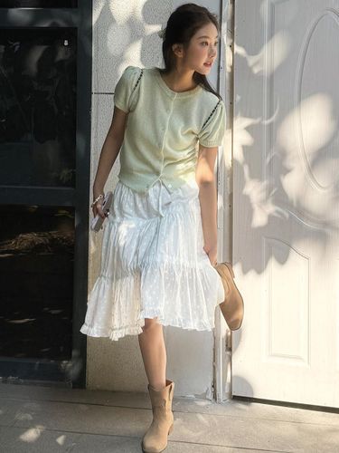 Flower Lace Can-Can Midi Skirt [] - LETTER FROM MOON - Modalova