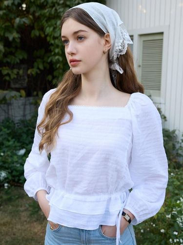 Double Frill Ribbon Lace Blouse - LETTER FROM MOON - Modalova