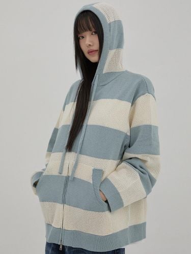 Striped Scassi Hooded Knit Zip-up Cardigan [Ivory] - WAIKEI - Modalova