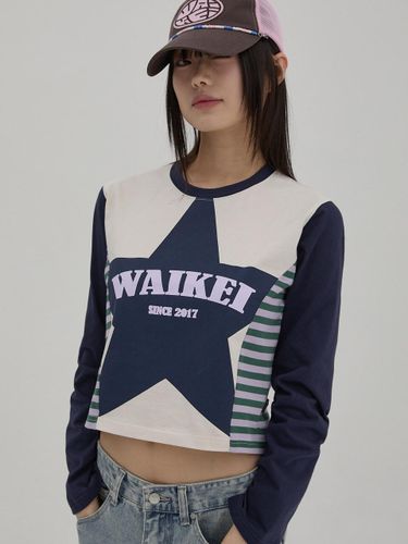 Women's Star with Stripes T-shirt [Navy] - WAIKEI - Modalova