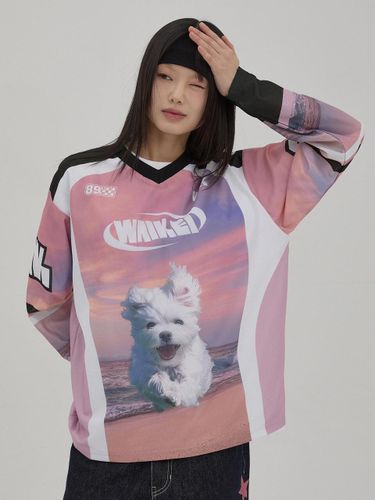 Maltese Cloud Mesh Jersey Long Sleeve T-shirt [Pink] - WAIKEI - Modalova