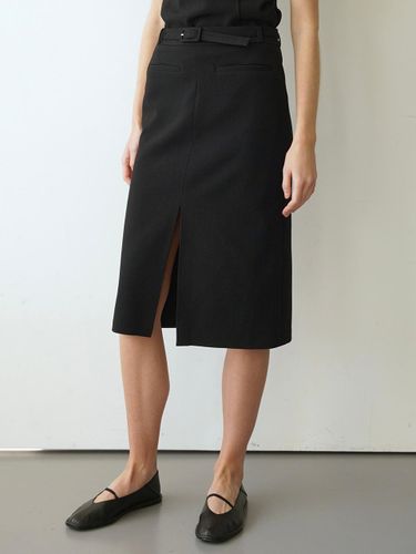 BELTED SLIT H-LINE SKIRT [BLACK] - LEIE - Modalova